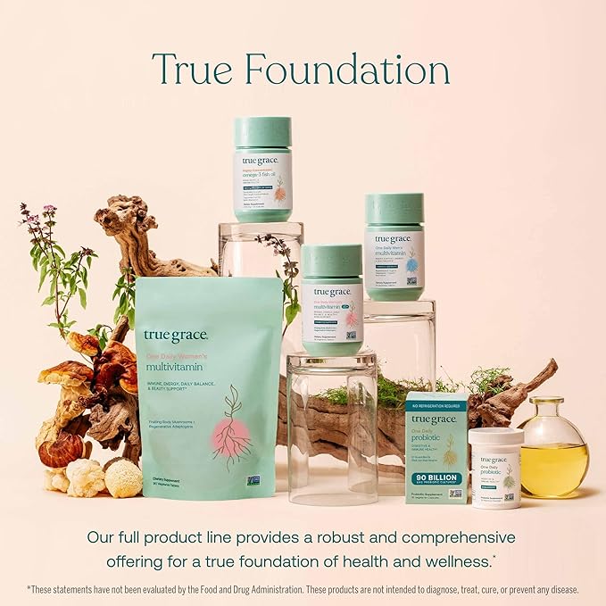 True Grace One Daily Men’s Multivitamin Fermented Minerals, Organic Adaptogens & Mushrooms Whole Body Balance Immune, Endurance, Bone & Heart Support - Non-GMO, Gluten Free - 90 Vegan Tablets-SeraviaPure