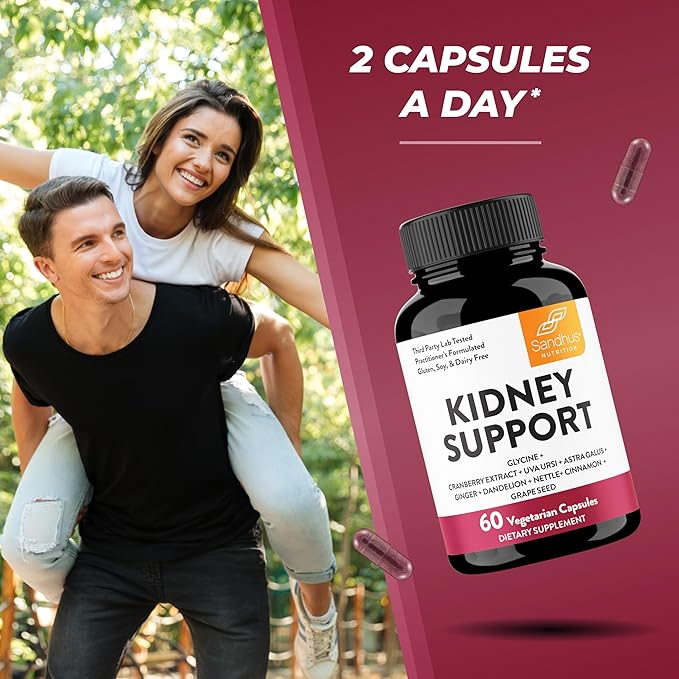 Sandhu's Kidney Cleanse Detox & Repair Support Supplement for Men and Women | with Cranberry Extract | Helps Support Kidney & Urinary Tract Health | 60 Vegetarian Capsules-SeraviaPure