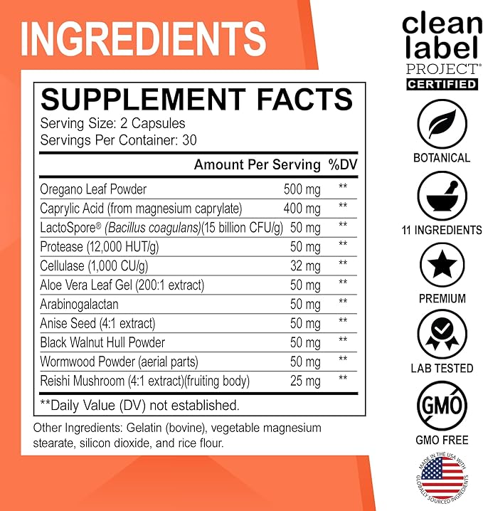 Candi Cleanse Support Supplement Pills - Anti Overgrowth Supplements for Women & Men - Extra Strength Balance Control Probiotic Complex Cleanser - Natural Oral Herbal Oregano & Caprylic Acid Capsules-SeraviaPure
