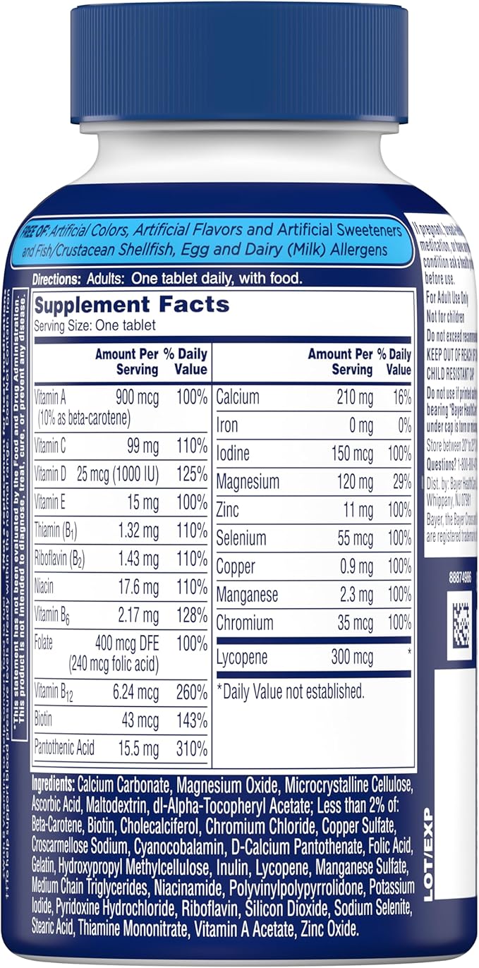 One A Day Men’s Multivitamin, Supplement Tablet with Vitamin A, Vitamin C, Vitamin D, Vitamin E and Zinc for Immune Health Support, B12, Calcium & more, 200 count (Packaging May Vary)-SeraviaPure