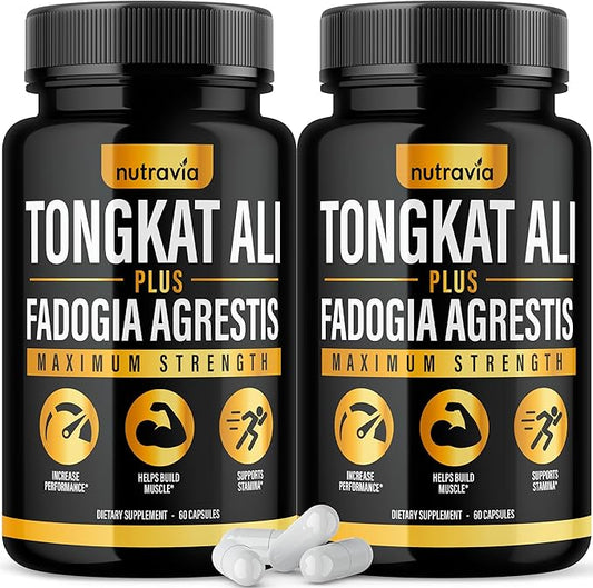 (2 Pack) Tongkat Ali Fadogia Agrestis for Men Supplement, Male Nitric Oxide Booster Longjack Tongkat Ali Extract Powder Vitamins Test Pump Flow Performance Blend Tongkat-Ali for Women (120 Capsules)-SeraviaPure