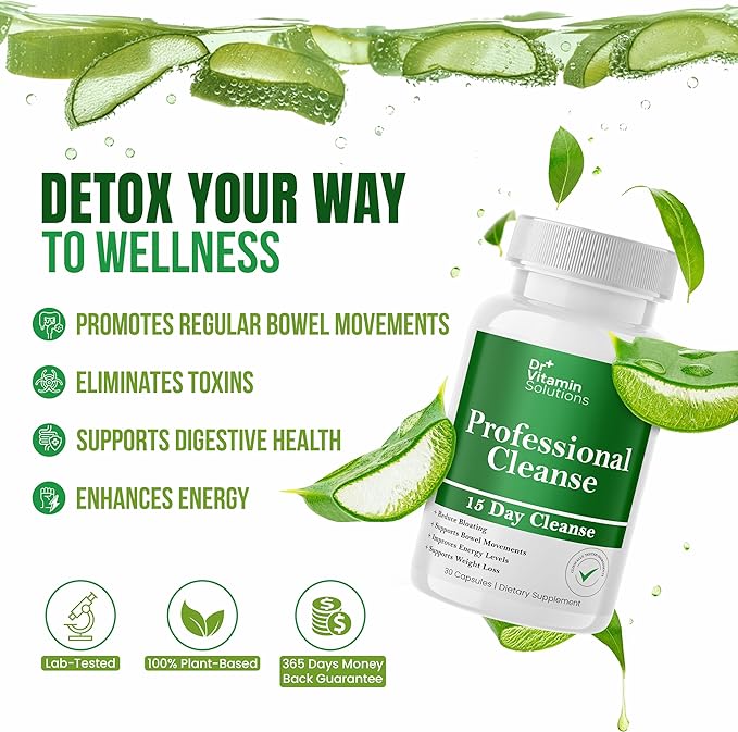 15 Day Cleanse Gut Support, Detox for Men & Women, All Natural Colon Cleanser for Bloating and Constipation Relief, Extra Calorie Loss with Healthy Probiotics - 30 Capsules-SeraviaPure