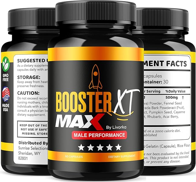(3 Pack) Booster XT For Men, MAX Strength Men's Supplement, Booster XT, Booster XT for Men Reviews, BoosterXT, Booster XT Reviews, Buster XT, Booster X T Capsules Pro Supplement Pastilla, 180 Capsules-SeraviaPure