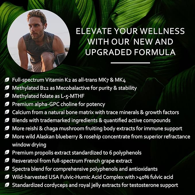 Whole Food Multivitamin for Men (120 Vegetarian Capsules) for Strength, Energy, Immune Support, Anti-Aging and More | Natural & Sugar-Free Multivitamin for Men-SeraviaPure