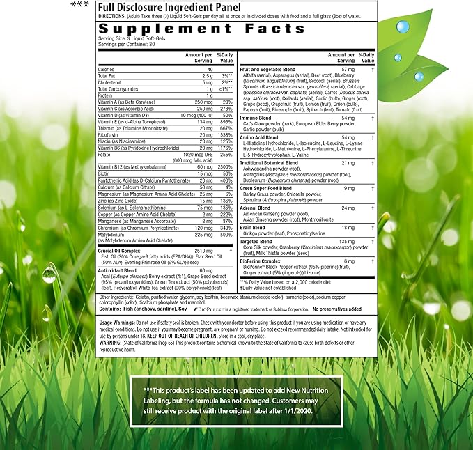 Irwin Naturals Women's Living Green Liquid-Gel Multi - 120 Liquid Soft-Gels, Pack of 2 - Includes 70 Essential Nutrients, Vitamins & Minerals - 80 Total Servings-SeraviaPure