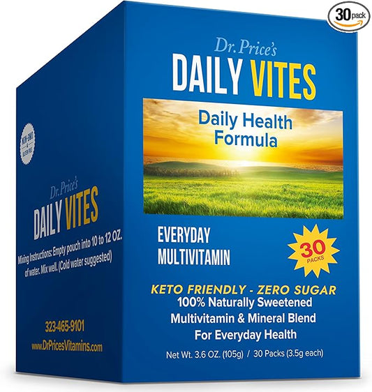 Dr. Price's Vitamins Multivitamin for Women and Men - Supplement Powder Packs - 30 Packets - B Complex Vitamin Supplement - Daily Vites - Minerals for Water - No Sugar, Non GMO, Gluten Free Drink Mix-SeraviaPure