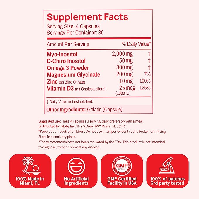 Inositol Multivitamin Capsules – Myo-Inositol & D-Chiro 40:1 Blend, Omega-3, Vitamin D3, Magnesium, Zinc – Supports Women’s Health, Mood, Energy, Supplement – 30 SVG-SeraviaPure