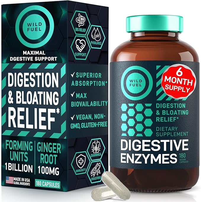 Digestive Enzymes with Probiotics and Prebiotics - Gut Health & Digestion Supplement with Artichoke Ginger Turmeric – Vegan Enzyme Complex for Digestive Health and Bloating Support - 180 Caps-SeraviaPure