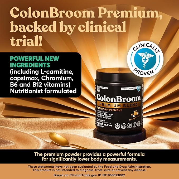 ColonBroom Premium Weight Management Supplement (Strawberry) - Colon Broom Psyllium Husk Fiber Powder Drink - Gluten Free, Non-GMO Colon Cleanse for Bloating Relief & Gut Health, 50 Servings-SeraviaPure