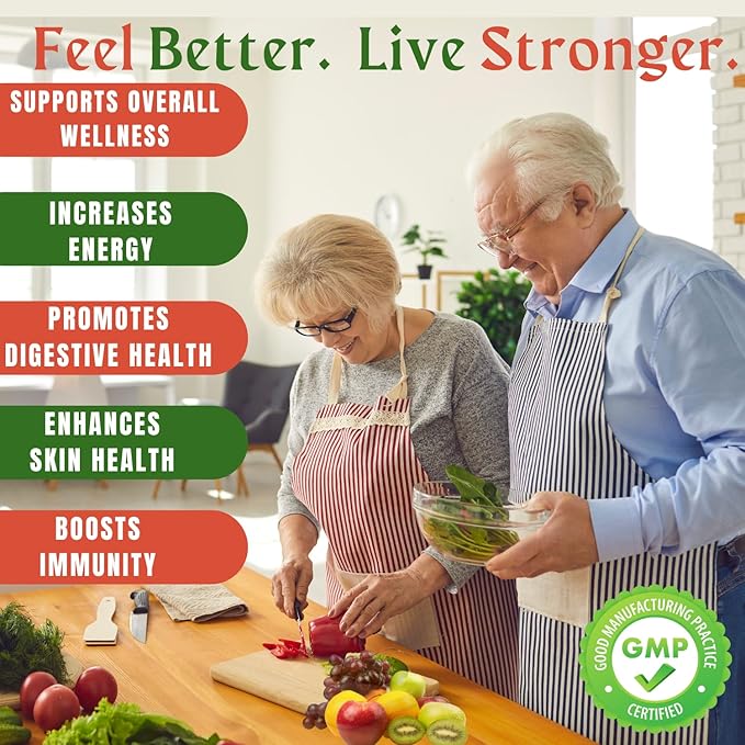 Fruit and Veggies Supplement Vitamins for Men and Women - Super Fruits and Veggies Capsules to Support Balanced Nutrition and Energy Levels - Whole Natural Super Foods 90 Count (Pack of 2)-SeraviaPure