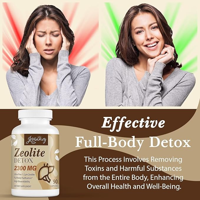 Zeolite Detox Capsules, Organic Activated Charcoal, Bentonite Clay, 1-2 µm Clinoptilolite, Maximum Absorption, Gut Liver Detox Cleanse Full Body for Women Men, 540 Capsules