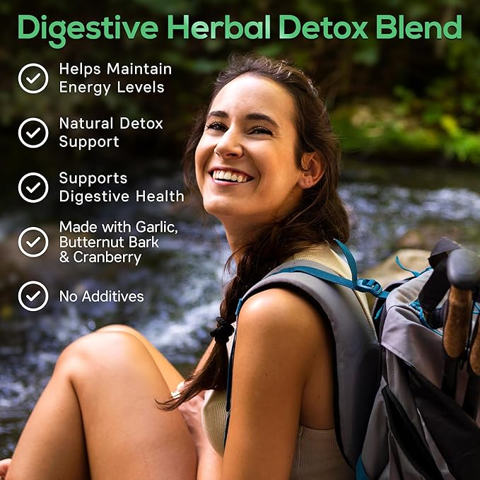 Intestinal Cleanse for Adults – Extra Strength Intestine Cleanse and Detox Supplements with Black Walnut Hull, Wormwood, and Echinacea – 60 Capsules