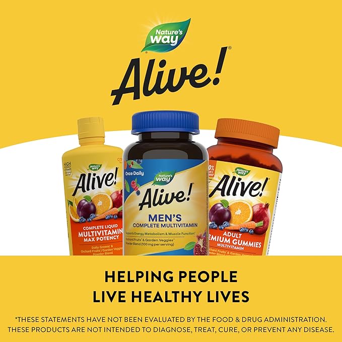 Nature's Way Alive! Men's Complete Daily Multivitamin, Supports Energy Metabolism & Muscle Function*, with B-Vitamins, Gluten Free, 130 Tablets (Packaging May Vary)-SeraviaPure