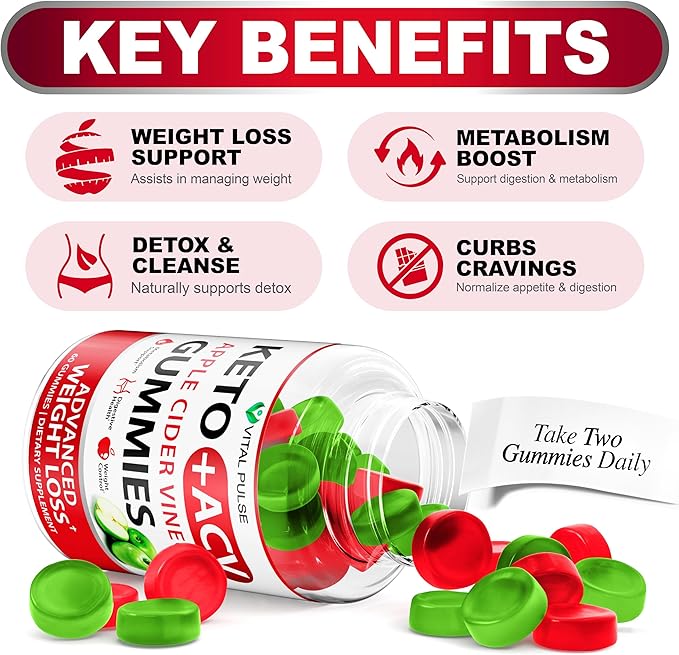 Keto ACV Gummies Advanced Weight Loss - ACV Keto Gummies for Weight Loss Gummy Supplement for Women and Men - Detox - Apple Cider Vinegar - Apple Flavor-SeraviaPure