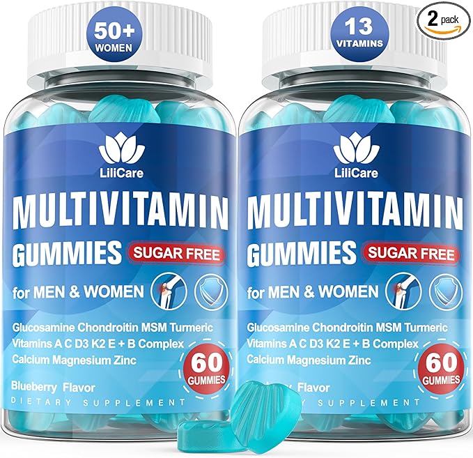 Multivitamin for Women 50+ & Men, Sugar Free Methylated Multivitamin Gummies with Glucosamine Chondroitin MSM for Senior, Chewable Multi Vitamin D3 K2 & A C E, B Complex, Algae Calcium Magnesium-SeraviaPure
