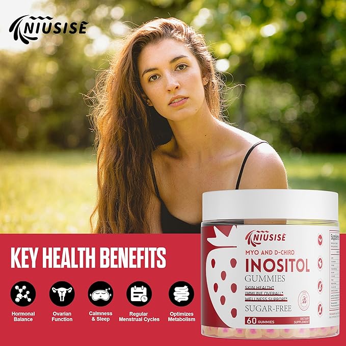Inositol Gummies, Inositol Supplement with Myo-Inositol & D-Chiro Inositol + Vitamin D3, Ideal 40:1 Ratio, with Magnesium Glycinate 400mg, Supports Regular Cycle for Women, Vegan, 2 Pack-SeraviaPure