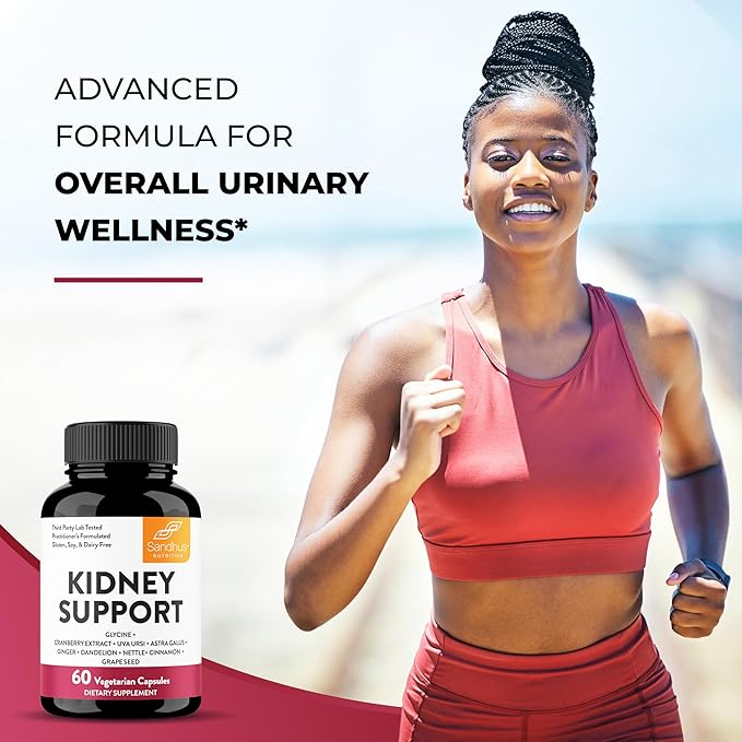 Sandhu's Kidney Cleanse Detox & Repair Support Supplement for Men and Women | with Cranberry Extract | Helps Support Kidney & Urinary Tract Health | 60 Vegetarian Capsules-SeraviaPure