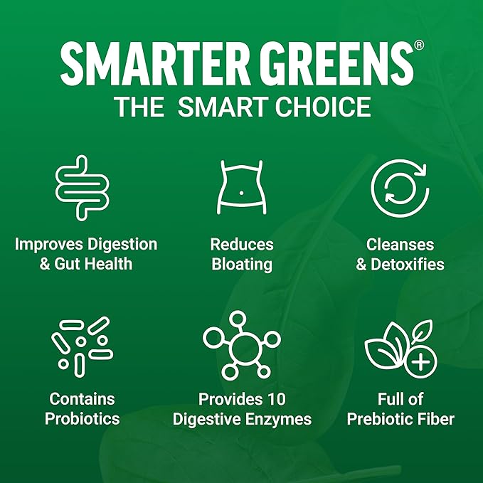 Force Factor Smarter Greens Superfoods Powder to Support Digestion, Gut Health, Bloating, Greens Powder with Probiotics, Prebiotics, Digestive Enzymes, & Adaptogens, Pomegranate Berry, 30 Servings-SeraviaPure