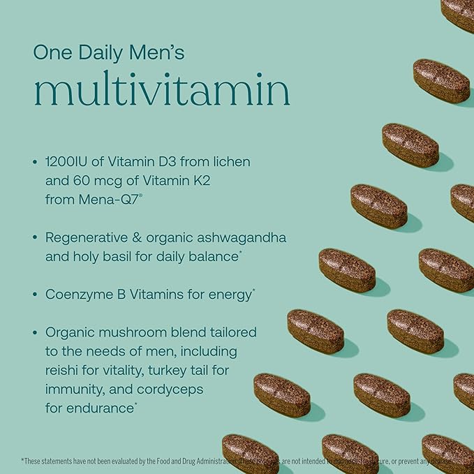 True Grace One Daily Men’s Multivitamin Fermented Minerals, Organic Adaptogens & Mushrooms Whole Body Balance Immune, Endurance, Bone & Heart Support - Non-GMO, Gluten Free - 90 Vegan Tablets-SeraviaPure