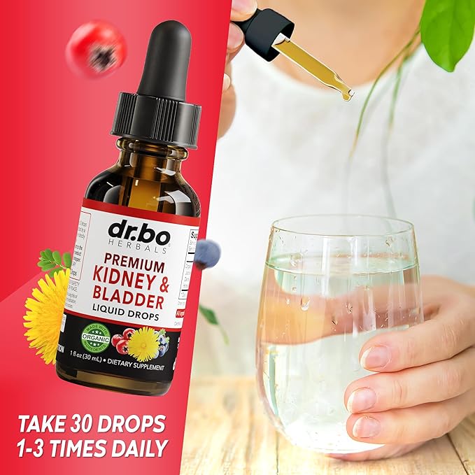 Kidney Support Supplement Bladder Health - Organic Kidney Bladder Supplements Drops Juniper Berry Cleavers Dandelion - Renal Kidney Cleanse Detox Urinary Tract Herbal Bladder Support Flush Kidneys 1oz-SeraviaPure