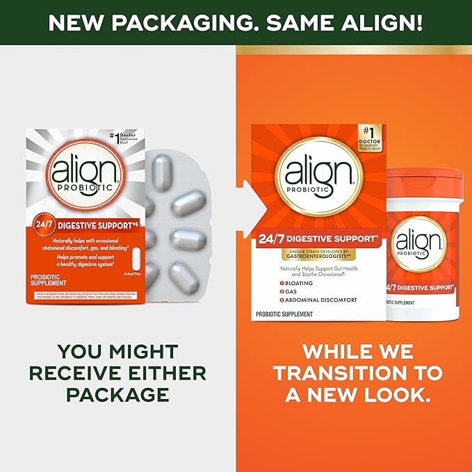 Align Probiotic, Probiotics for Women and Men, Daily Probiotic Supplement for Digestive Health*, #1 Recommended Probiotic by Doctors and Gastroenterologists‡, 56 Capsules-SeraviaPure