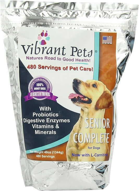 Senior Complete Dog Immune System Supplement | Older Dog Muscle and Joint Supplement with Probiotics & Enzymes for Digestion | Nutrient-Rich Skin & Coat Immune Booster Powder 48oz-SeraviaPure