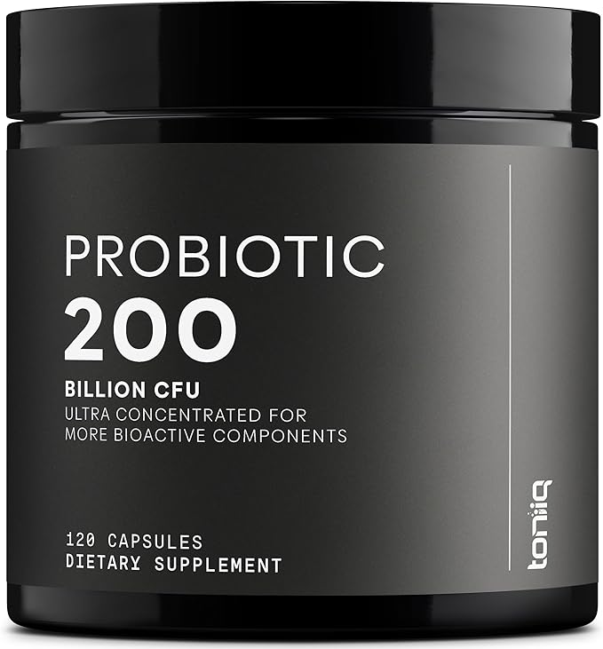 Toniiq 200 Billion CFU Probiotic Supplement 30 Verified Third-Party Tested Strains - Fully Shelf-Stable Probiotics Formula with Prebiotic Blend - Extended Release Capsules-SeraviaPure