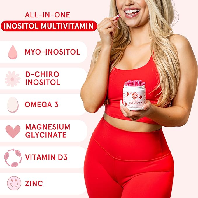Inositol Multivitamin Capsules – Myo-Inositol & D-Chiro 40:1 Blend, Omega-3, Vitamin D3, Magnesium, Zinc – Supports Women’s Health, Mood, Energy, Supplement – 30 SVG-SeraviaPure