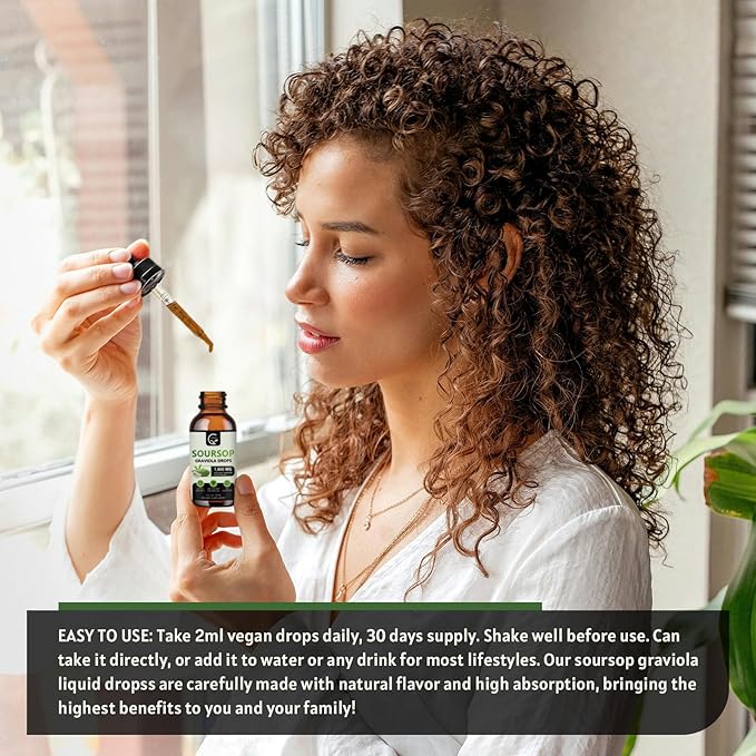 (2 Pack) Soursop Graviola Liquid Drops 1800mg, 98% Absorption Soursop Bitters Liquid for Cell Support & Regeneration, Immune Boost, Relax, Liver and Sleep, Herbal Goodness, Gluten Free, 1 Fl Oz-SeraviaPure