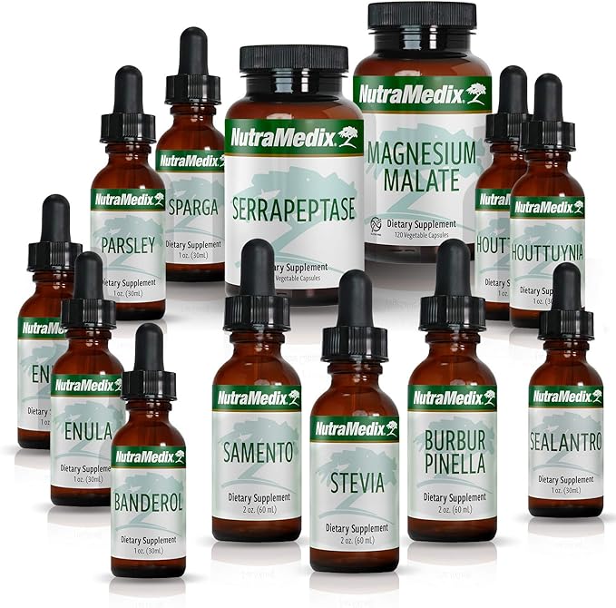 NutraMedix Cowden Support Program Month 7 - Bioavailable Herbal Detox Protocol Including Banderol, Burbur-Pinella, Parsley, Samento Cat's Claw Tincture, Serrapeptase, Magnesium & More (13 Piece Set)-SeraviaPure