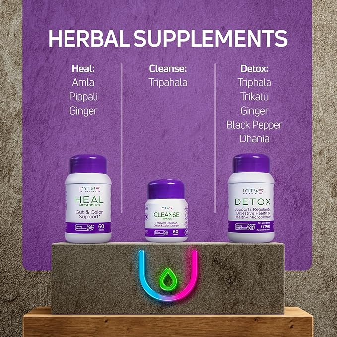 Intus Clean and Detox Box - Ayurvedic Detox Program to Promote Gut and Colon Cleanse, and Support Digestion and a Healthy Microbiome - Digestive Health Dietary Supplement for Overall Well-Being