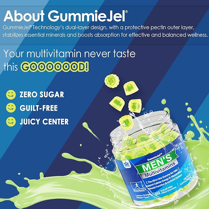 Mens Multivitamins Gummies, Multiminerals, Vegan Omega 3, CoQ10, Probiotics, Daily Mens Vitamins A C D3 E B6 B12, Methylated Multivitamin for Men - Energy, Immunity, Sugar Free, Vegan (No Iron) 60 Cts-SeraviaPure