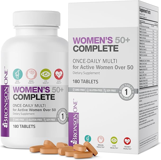 Bronson ONE Daily Women’s 50+ Complete Multivitamin Multimineral, 180 Tablets-SeraviaPure