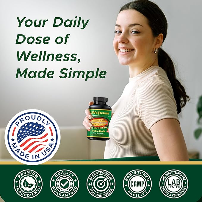 Life's Fortune Multivitamin All Natural Energy Source Supplying Whole Food Concentrates, Antioxidants, Amino Acids, Enzymes, Trace Minerals & More (90 Count (Pack of 1))-SeraviaPure