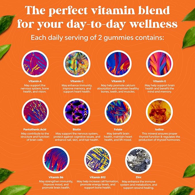Potent Daily Multivitamin Gummies for Adults - Wellness Blend of Vitamin D A C E B12 Zinc and Biotin - Adult Vitamin Gummy for Energy and Immune Health - Non-GMO Gluten Free and Halal - 180 Gummies-SeraviaPure