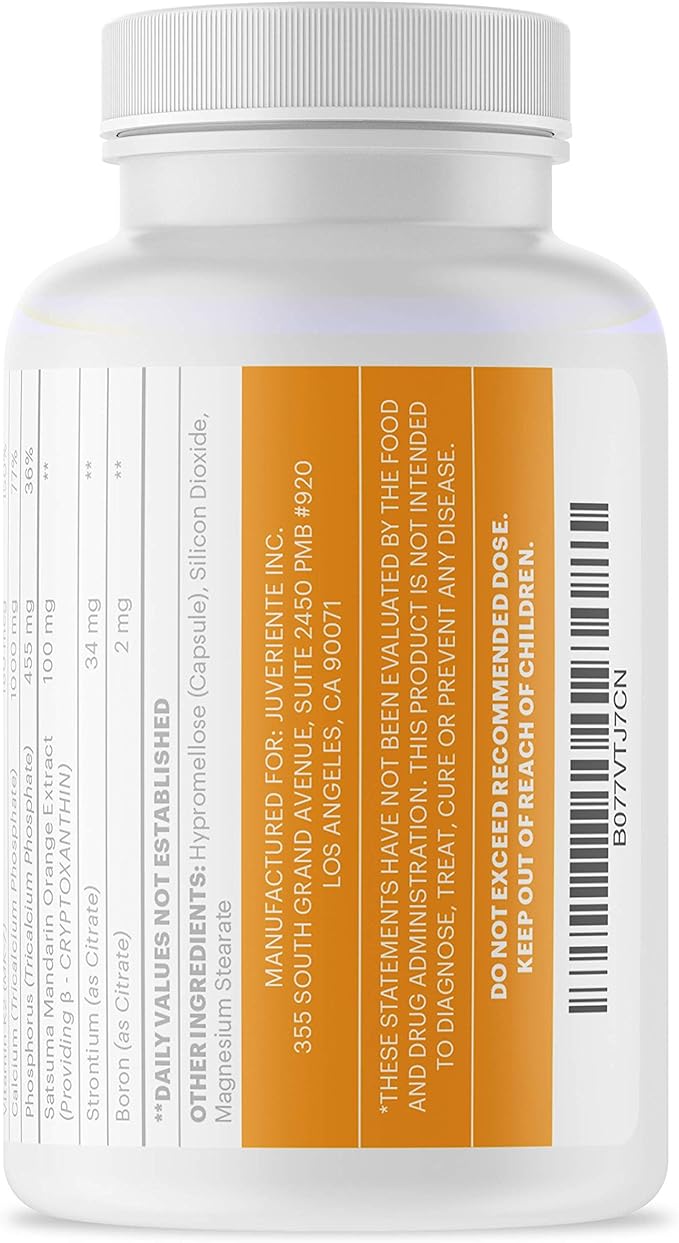 Juveriente Bone Strength Complex/A Dietary Therapy of a Japanese Traditional Fruit, Packed with Vitamin C, D3, K2, Calcium, Phosphorus, Food Grade Strontium and Boron / 90 Capsules for 30 Days-SeraviaPure