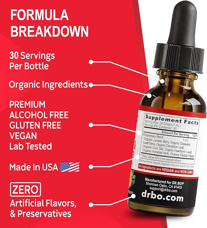Kidney Support Supplement Bladder Health - Organic Kidney Bladder Supplements Drops Juniper Berry Cleavers Dandelion - Renal Kidney Cleanse Detox Urinary Tract Herbal Bladder Support Flush Kidneys 1oz-SeraviaPure