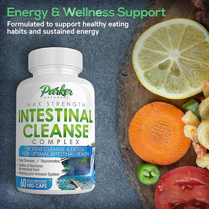 Intestinal Cleanse for Adults – Extra Strength Intestine Cleanse and Detox Supplements with Black Walnut Hull, Wormwood, and Echinacea – 60 Capsules