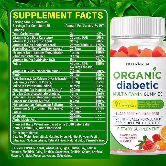 Premium Multivitamin Chewable Gummies for Women & Men - Sugar-Free & Gluten Free Supplement Vitamins - Calcium Magnesium Zinc Manganese Thiamine Biotin…-SeraviaPure