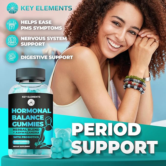 PMS Gummies Hormonal Balance Supplements For Women - Probiotic PMS Vitamins Menstrual Cramp Relief, Hot Flashes Menopause Support - PMS Relief with Dong Quai, Chasteberry, Black Cohosh & Ashwagandha-SeraviaPure