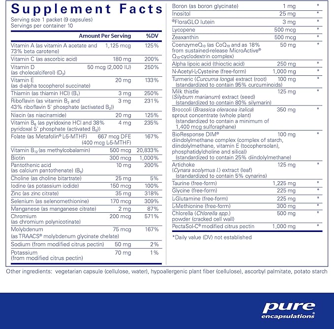Pure Encapsulations UltraDetox 10-Day Pure Pack Providing Core Nutrients, Broccoli, Taurine, NAC, DIM, Modified Citrus Pectin and Chlorella | 10 Packets-SeraviaPure