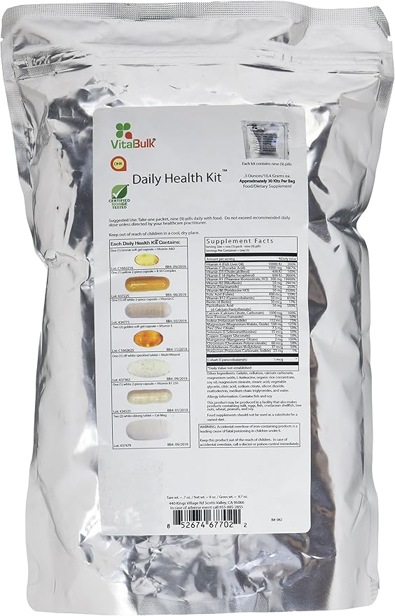 Vital Bulk Daily Health Kit Packet Multivitamin & Mineral Supplements 30 Count Bag-SeraviaPure
