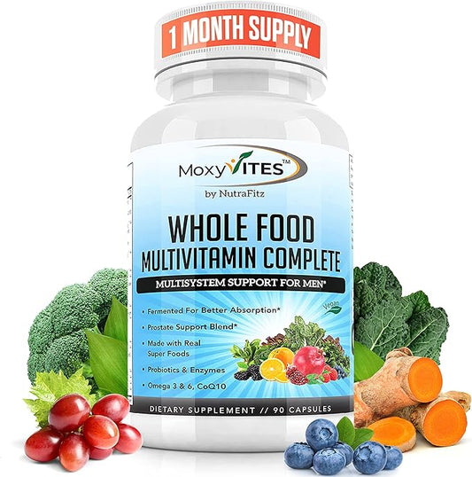Mens Multivitamins - Daily Mens Vitamins with 44 Organic Whole Food - Multivitamin for Men with Iron & Fermented Nutrients - Vegan Daily Vitamin for Men with B-Complex, Probiotics, Omegas-SeraviaPure